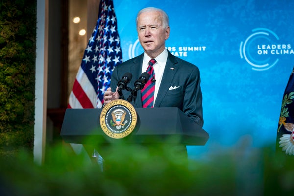 U.S. President Joe Biden delivering remarks.