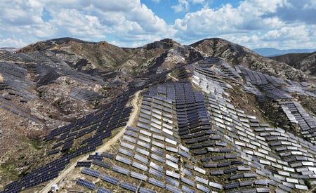 Mountain landscape with solar panels