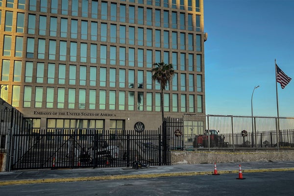 View of the US embassy in Havana, photographed on January 4, 2023