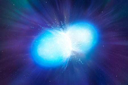 Neutron stars merging, illustration